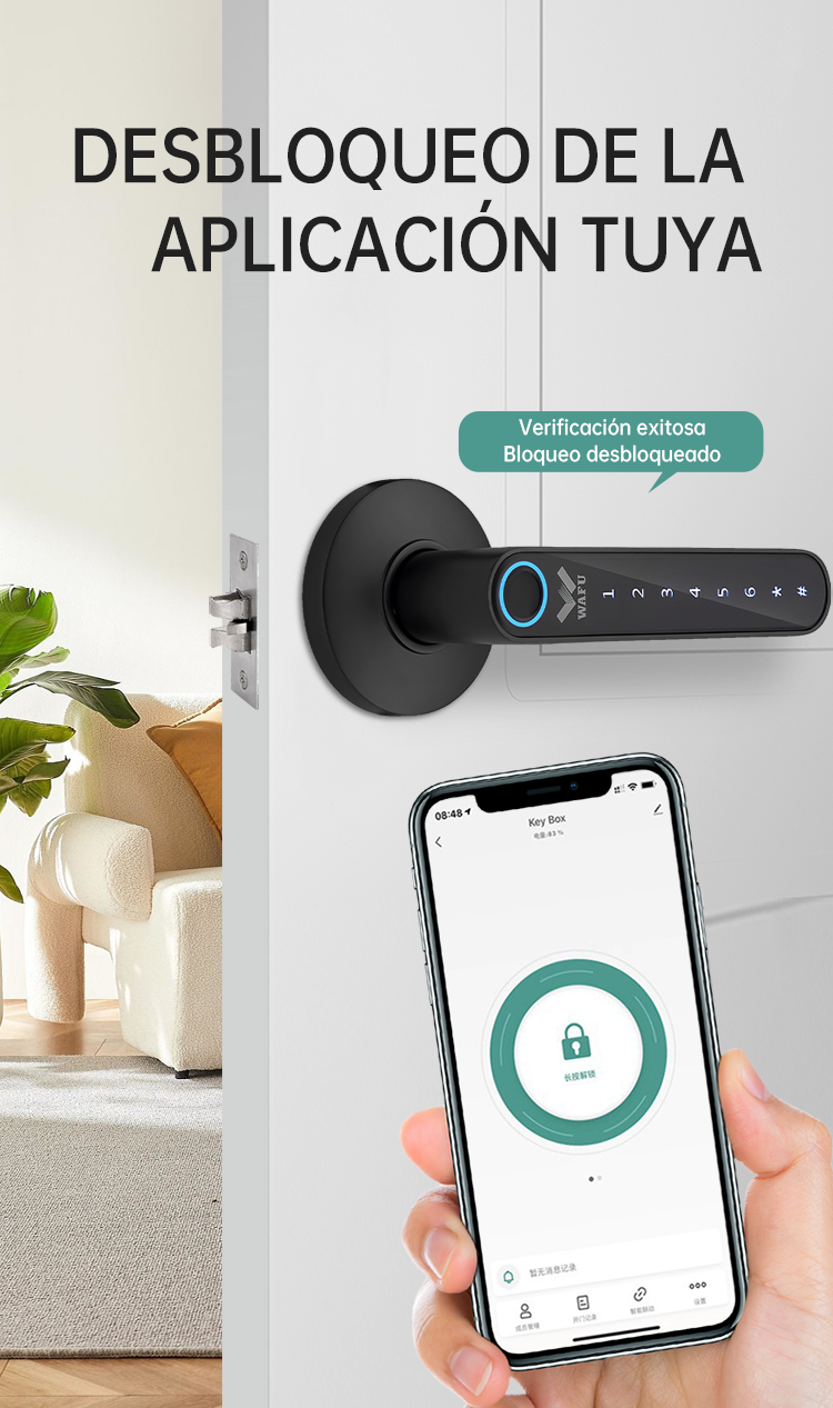 WF-016 interfaz de desbloqueo con un clic en la App Tuya