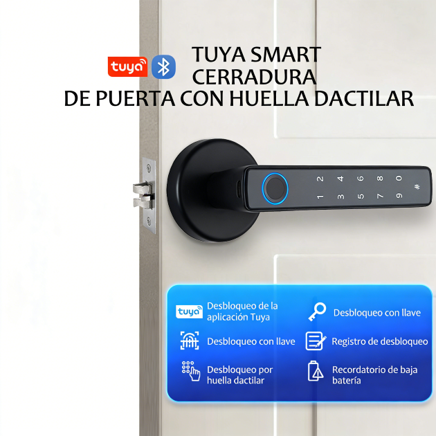 WF-F8 cerradura Tuya con huella digital cinco funciones en uno