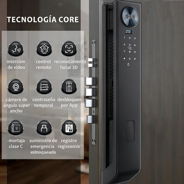 WF-MY6 tecnología central: rostro 3D/videoportero/contraseña temporal/cilindro grado C