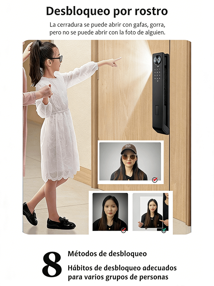 WF-MY6 desbloqueo facial anti-foto, compatible con gafas y sombreros