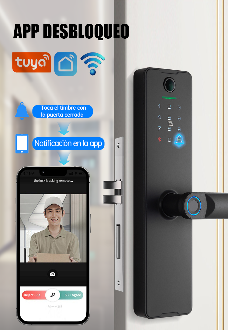 WF-X8 solicitud de desbloqueo remoto vía App con timbre